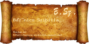Bénics Szibilla névjegykártya